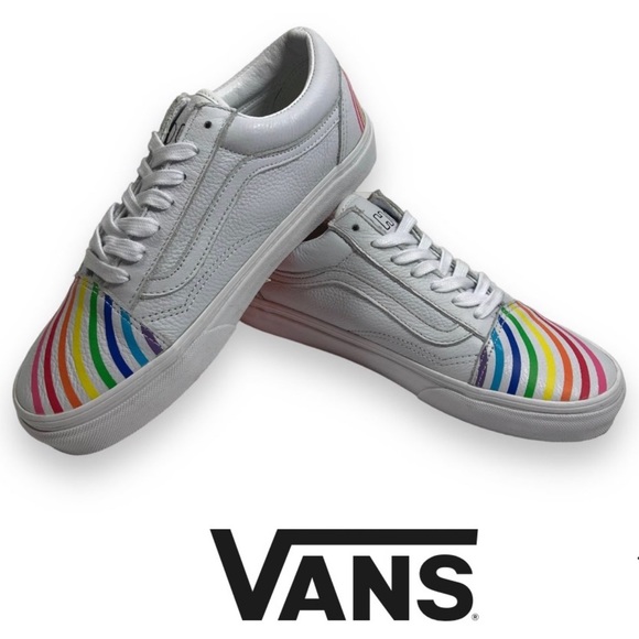 Vans Shoes - Vans Off The WallxFlour Shop Uni Rainbow Leather Sneakers, Size M5.5W7, MSRP $85